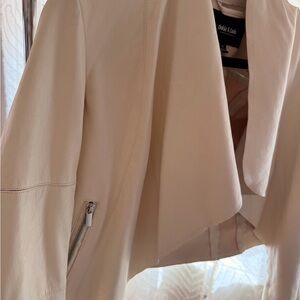 Oddie & Lola Cream Faux-Leather Draped Jacket